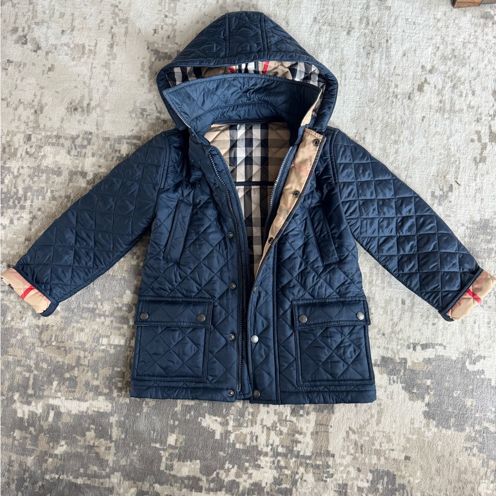 Burberry Kids Quilted Navy Jacket, size 5